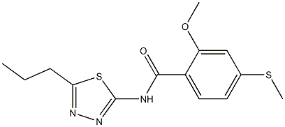 2-methoxy-4-methylsulfanyl-N-(5-propyl-1,3,4-thiadiazol-2-yl)benzamide,768292-27-9,结构式