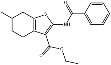 ethyl 2-benzamido-6-methyl-4,5,6,7-tetrahydrobenzo[b]thiophene-3-carboxylate 化学構造式