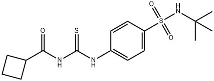 N-[({4-[(tert-butylamino)sulfonyl]phenyl}amino)carbonothioyl]cyclobutanecarboxamide Structure
