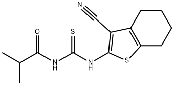 N-{[(3-cyano-4,5,6,7-tetrahydro-1-benzothien-2-yl)amino]carbonothioyl}-2-methylpropanamide Struktur