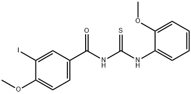 3-iodo-4-methoxy-N-{[(2-methoxyphenyl)amino]carbonothioyl}benzamide Struktur