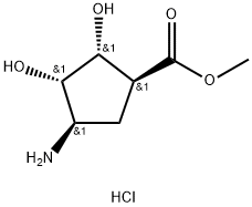 methyl(1S,2R,3S,4R)-4-amino-2,3-dihydroxycyclopentane-1-carboxylatehydrochloride Struktur
