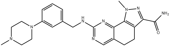 1-methyl-8-((3-(4-methylpiperazin-1-yl)benzyl)amino)-4,5-dihydro-1H-pyrazolo[4,3-h]quinazoline-3-carboxamide Structure