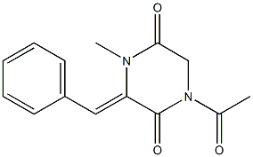 2,5-Piperazinedione, 1-acetyl-4-methyl-3-(phenylmethylene)-, (Z)- 化学構造式