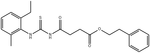 2-phenylethyl 4-({[(2-ethyl-6-methylphenyl)amino]carbonothioyl}amino)-4-oxobutanoate,816434-06-7,结构式