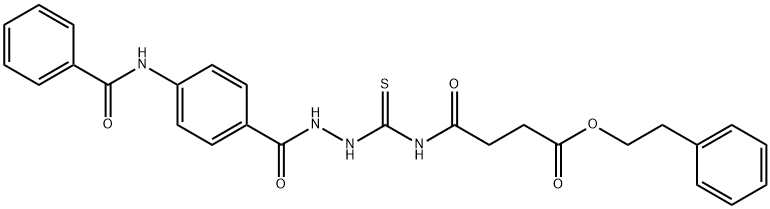 2-phenylethyl 4-[[(4-benzamidobenzoyl)amino]carbamothioylamino]-4-oxobutanoate 结构式