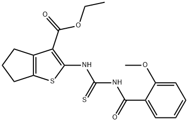 ethyl 2-({[(2-methoxybenzoyl)amino]carbonothioyl}amino)-5,6-dihydro-4H-cyclopenta[b]thiophene-3-carboxylate 结构式