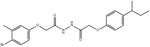 2-(4-bromo-3-methylphenoxy)-N'-[(4-sec-butylphenoxy)acetyl]acetohydrazide 化学構造式