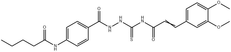 3-(3,4-dimethoxyphenyl)-N-({2-[4-(pentanoylamino)benzoyl]hydrazino}carbonothioyl)acrylamide Structure