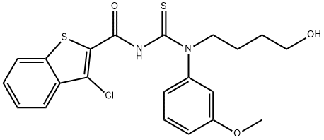 3-chloro-N-{[(4-hydroxybutyl)(3-methoxyphenyl)amino]carbonothioyl}-1-benzothiophene-2-carboxamide Structure