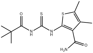 2-({[(2,2-dimethylpropanoyl)amino]carbonothioyl}amino)-4,5-dimethyl-3-thiophenecarboxamide Structure