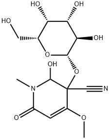 (2S,3R)-2-ヒドロキシ-4-メトキシ-1-メチル-6-オキソ-3-{[(2S,3R,4S,5S,6R)-3,4,5-トリヒドロキシ-6-(ヒドロキシメチル)オキサン-2-イル]オキシ}-1,2,3,6-テトラヒドロピリジン-3-カルボニトリル 化学構造式