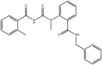 N-{[{2-[(benzylamino)carbonyl]phenyl}(methyl)amino]carbonothioyl}-2-methylbenzamide Struktur