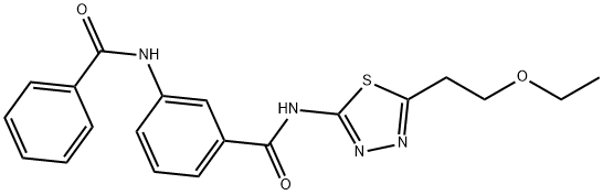 3-benzamido-N-[5-(2-ethoxyethyl)-1,3,4-thiadiazol-2-yl]benzamide 结构式