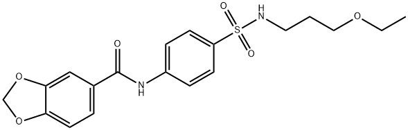 N-[4-(3-ethoxypropylsulfamoyl)phenyl]-1,3-benzodioxole-5-carboxamide,831185-05-8,结构式