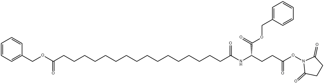 L-Glutamic acid, N-[1,18-dioxo-18-(phenylmethoxy)octadecyl]-, 5-(2,5-dioxo-1-pyrrolidinyl) 1-(phenylmethyl) ester 化学構造式