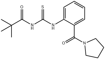 2,2-dimethyl-N-[[2-(pyrrolidine-1-carbonyl)phenyl]carbamothioyl]propanamide Structure