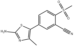 5-(2-AMINO-4-METHYLTHIAZOL-5-YL)-2-(METHYLSULFONYL)BENZONITRILE 化学構造式