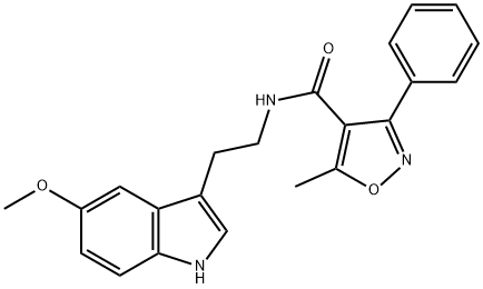 N-[2-(5-methoxy-1H-indol-3-yl)ethyl]-5-methyl-3-phenyl-1,2-oxazole-4-carboxamide 化学構造式