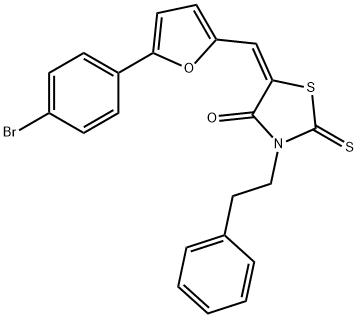 (E)-5-((5-(4-bromophenyl)furan-2-yl)methylene)-3-phenethyl-2-thioxothiazolidin-4-one Structure