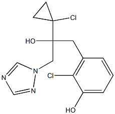 2-chloro-3-(2-(1-chlorocyclopropyl)-2-hydroxy-3-(1H-1,2,4-triazol-1-yl)propyl)phenol Struktur