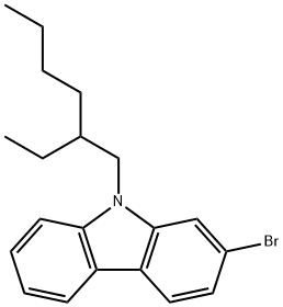 2-ブロモ-9-(2-エチルヘキシル)-9H-カルバゾール 化学構造式