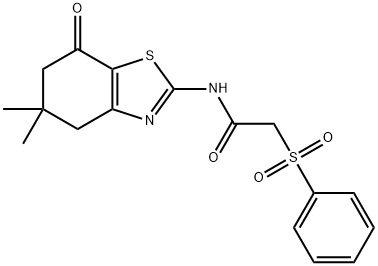 N-(5,5-dimethyl-7-oxo-4,5,6,7-tetrahydro-1,3-benzothiazol-2-yl)-2-(phenylsulfonyl)acetamide Structure