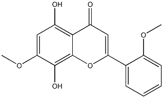 4H-1-Benzopyran-4-one, 5,8-dihydroxy-7-methoxy-2-(2-methoxyphenyl)- 化学構造式