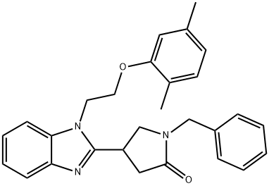 1-benzyl-4-(1-(2-(2,5-dimethylphenoxy)ethyl)-1H-benzo[d]imidazol-2-yl)pyrrolidin-2-one 结构式