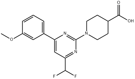 1-[4-(Difluoromethyl)-6-(3-methoxyphenyl)pyrimidin-2-yl]piperidine-4-carboxylic acid Structure