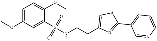 2,5-dimethoxy-N-(2-(2-(pyridin-3-yl)thiazol-4-yl)ethyl)benzenesulfonamide 化学構造式