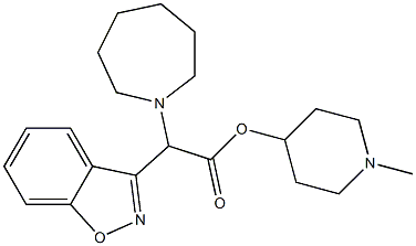 1-甲基哌啶-4-基 2-(吖庚环-1-基)-2-(苯并[D]异噻唑-3-基)醋酸盐 结构式