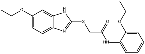 2-[(6-ethoxy-1H-benzimidazol-2-yl)sulfanyl]-N-(2-ethoxyphenyl)acetamide,866816-79-7,结构式