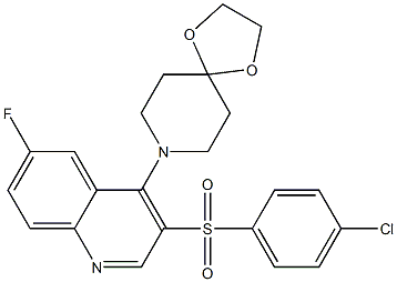 8-[3-(4-chlorophenyl)sulfonyl-6-fluoroquinolin-4-yl]-1,4-dioxa-8-azaspiro[4.5]decane Structure