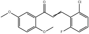 (2E)-3-(2-クロロ-6-フルオロフェニル)-1-(2,5-ジメトキシフェニル)プロプ-2-エン-1-オン 化学構造式