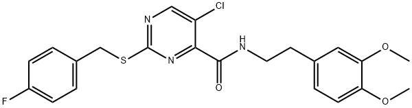 5-chloro-N-[2-(3,4-dimethoxyphenyl)ethyl]-2-[(4-fluorophenyl)methylsulfanyl]pyrimidine-4-carboxamide Structure