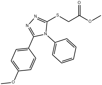 [5-(4-Methoxy-phenyl)-4-phenyl-4H-[1,2,4]triazol-3-ylsulfanyl]-acetic acid methyl ester Struktur