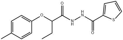 N'-[2-(4-methylphenoxy)butanoyl]thiophene-2-carbohydrazide 化学構造式