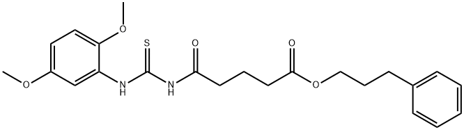 3-phenylpropyl 5-({[(2,5-dimethoxyphenyl)amino]carbonothioyl}amino)-5-oxopentanoate Struktur