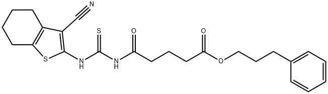 3-phenylpropyl 5-({[(3-cyano-4,5,6,7-tetrahydro-1-benzothien-2-yl)amino]carbonothioyl}amino)-5-oxopentanoate Structure