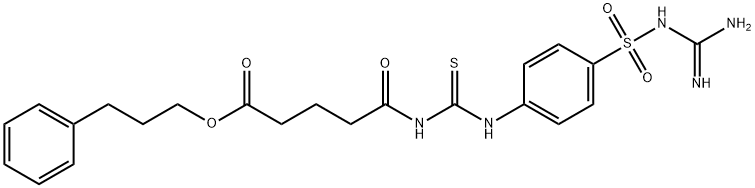 3-phenylpropyl 5-[({[4-({[amino(imino)methyl]amino}sulfonyl)phenyl]amino}carbonothioyl)amino]-5-oxopentanoate Structure