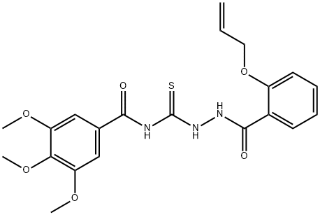 N-({2-[2-(allyloxy)benzoyl]hydrazino}carbonothioyl)-3,4,5-trimethoxybenzamide 化学構造式