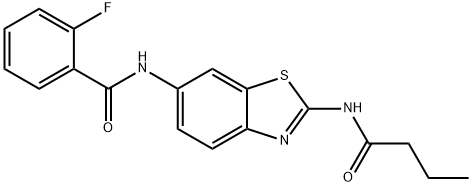 N-(2-丁酰胺基苯并[D]噻唑-6-基)-2-氟苯甲酰胺N-(2-丁基氨基-苯并[D]噻唑-6-基)-2-氟苯甲酰胺, 876718-96-6, 结构式