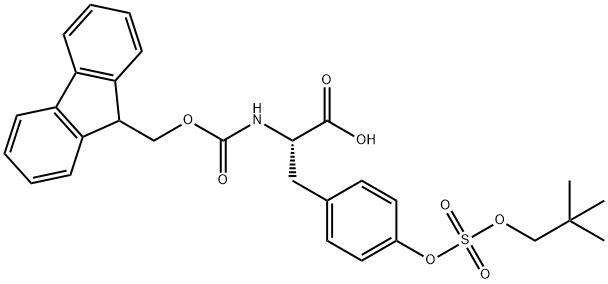 (2S)-3-(4-{[(2,2-dimethylpropoxy)sulfonyl]oxy}phenyl)-2-({[(9H-fluoren-9-yl)methoxy]carbonyl}amino)propanoic acid Struktur