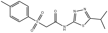 2-(4-methylphenyl)sulfonyl-N-(5-propan-2-yl-1,3,4-thiadiazol-2-yl)acetamide|