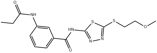 N-[5-(2-methoxyethylsulfanyl)-1,3,4-thiadiazol-2-yl]-3-(propanoylamino)benzamide Structure
