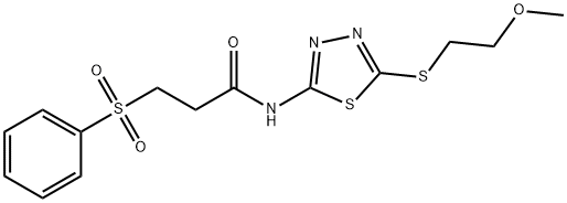 3-(benzenesulfonyl)-N-[5-(2-methoxyethylsulfanyl)-1,3,4-thiadiazol-2-yl]propanamide Structure