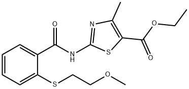 ethyl 2-[({2-[(2-methoxyethyl)sulfanyl]phenyl}carbonyl)amino]-4-methyl-1,3-thiazole-5-carboxylate Structure