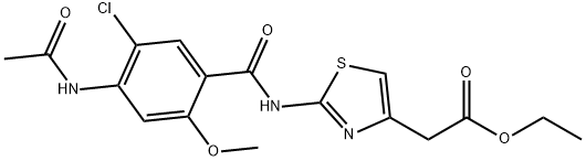 ethyl [2-({[4-(acetylamino)-5-chloro-2-methoxyphenyl]carbonyl}amino)-1,3-thiazol-4-yl]acetate Structure