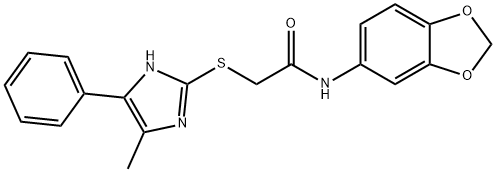 N-(1,3-benzodioxol-5-yl)-2-[(4-methyl-5-phenyl-1H-imidazol-2-yl)sulfanyl]acetamide Structure